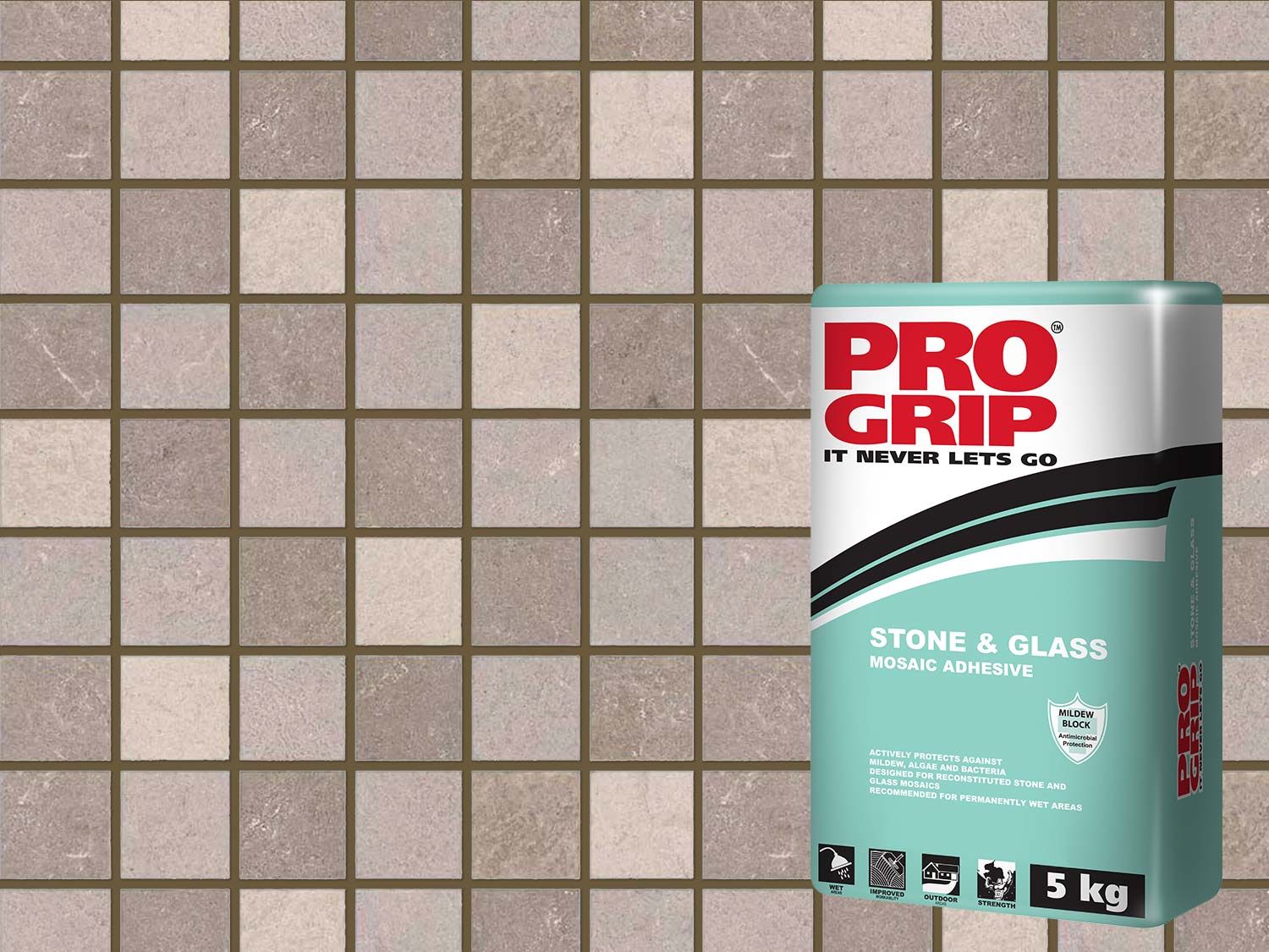 Pro Grip Taupe Mosaic Adhesive Grout 5 Kg