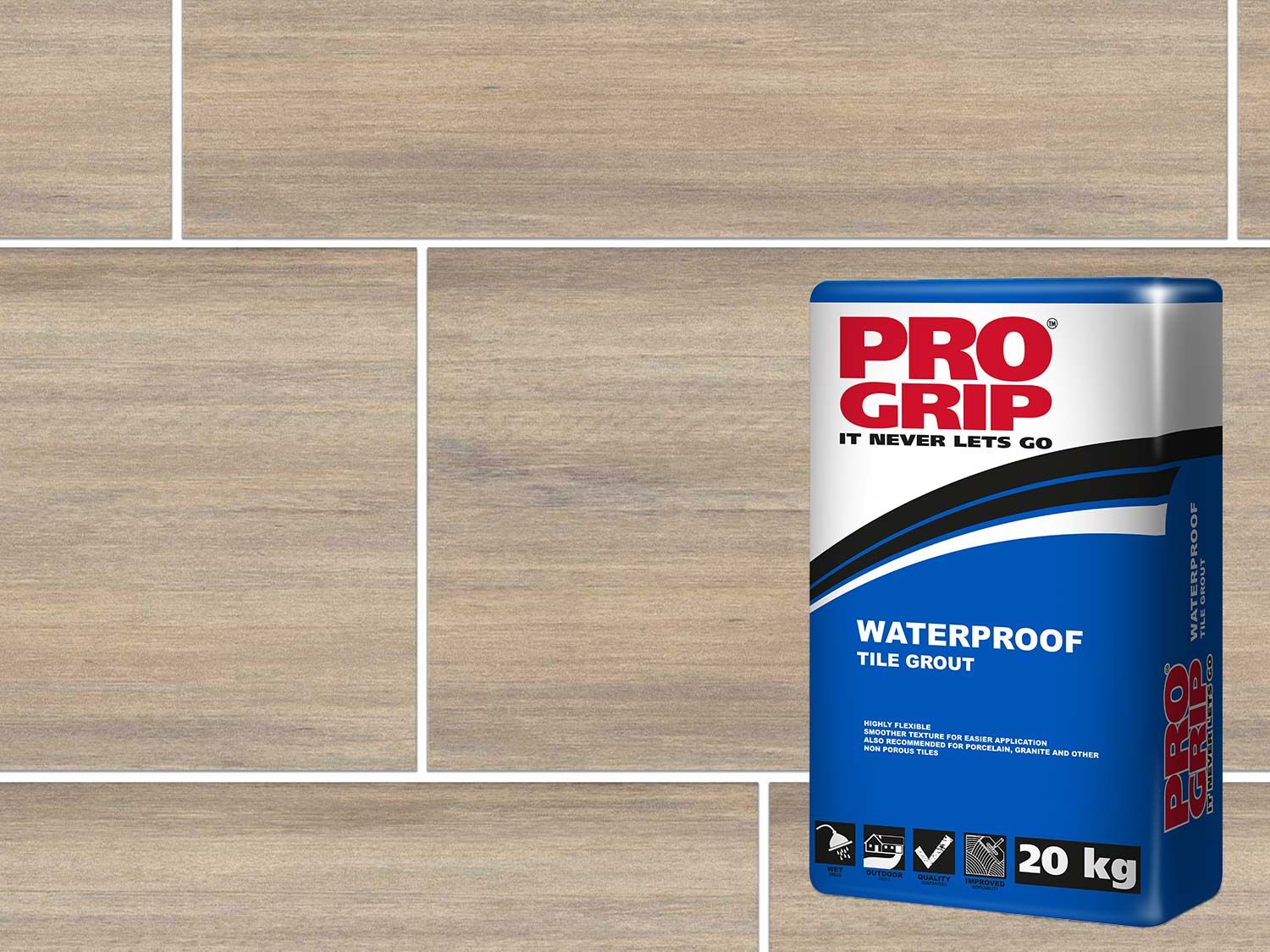 Pro Grip White Waterproof Tile Grout 20 Kg