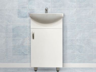 White Lebo Floor Standing Cabinet & Ceramic Basin - 450mm