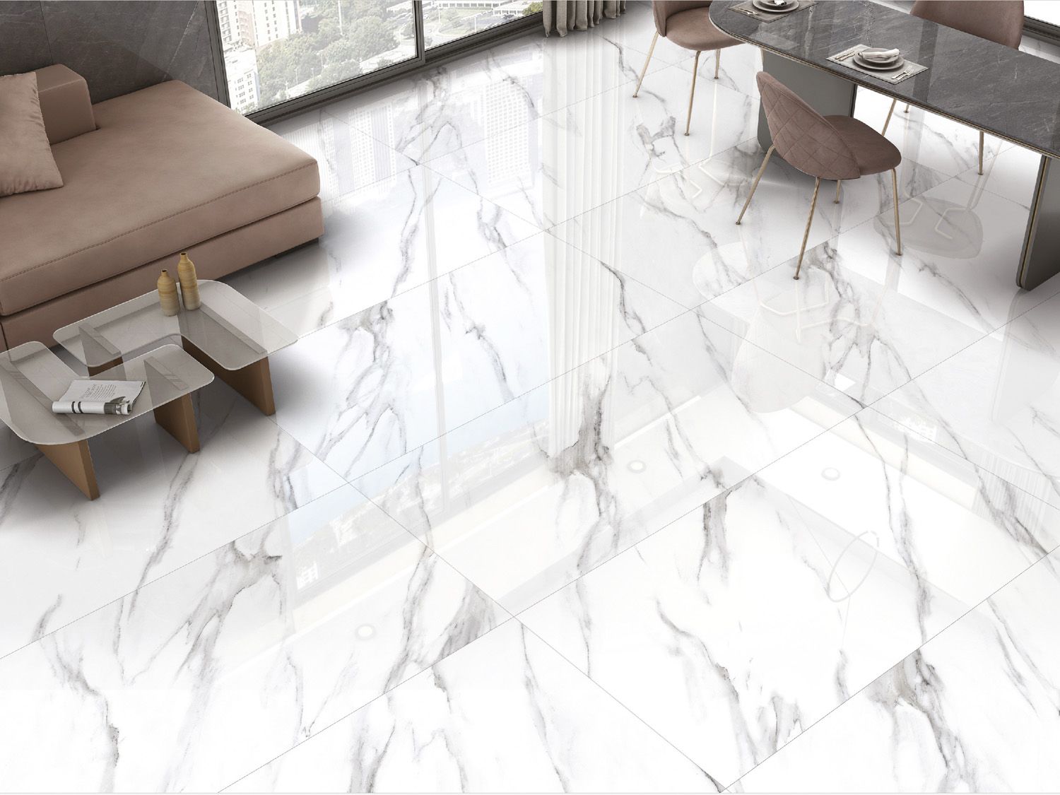 Dcmim1142 Satvario Prizma Rectified Shiny Glazed Porcelain Floor Tile L1 