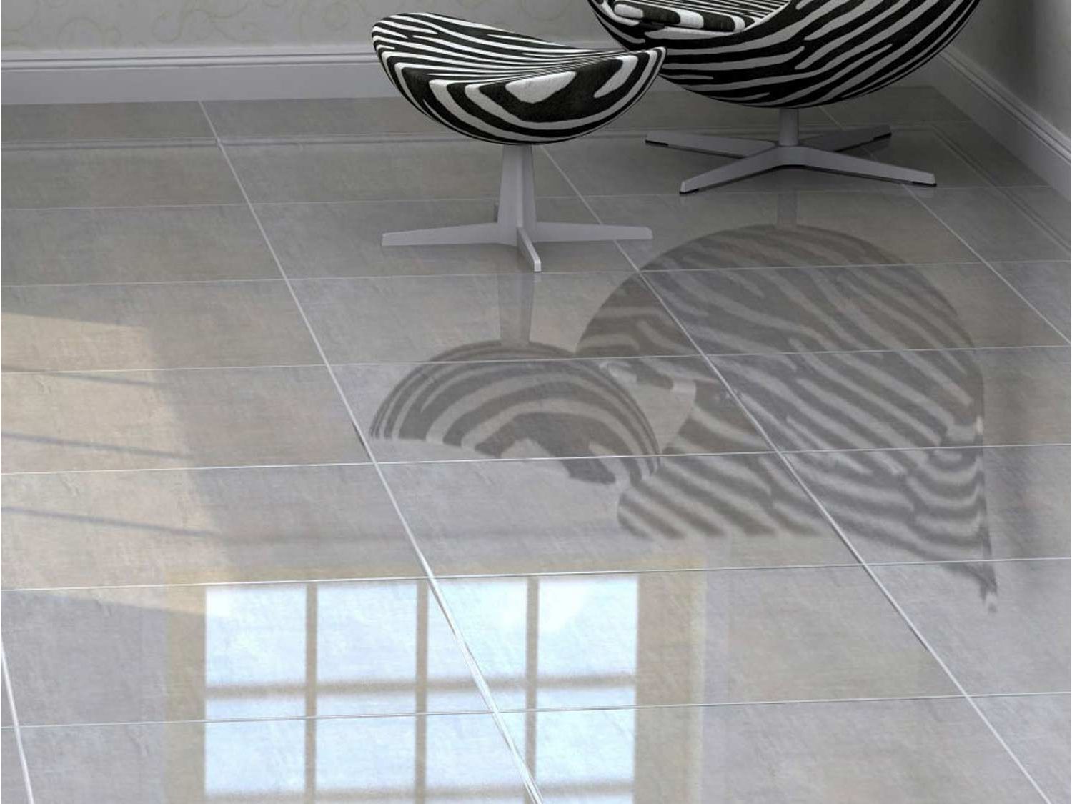 Jin1261 Hessina Grey Shiny Glazed Porcelain Floor Tile 600 X 600mm 2 
