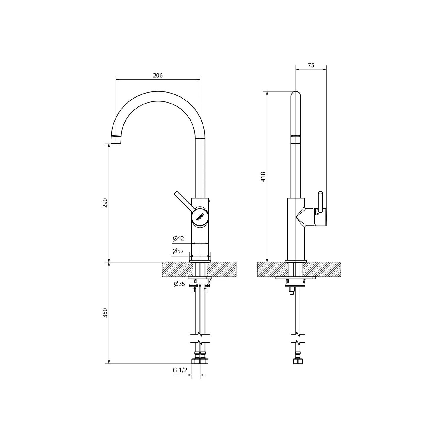 Tivoli Baccio Sink Mixer Matt Gold